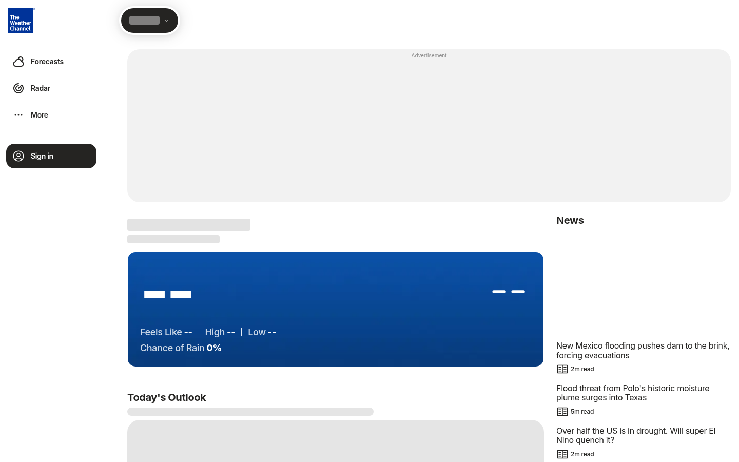 Screenshot captured for the displayed weather.com report
